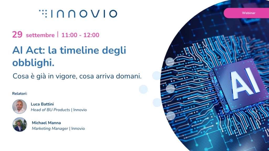 AI Act timeline degli obblighi - Webinar Innovio 29 settembre 2026
