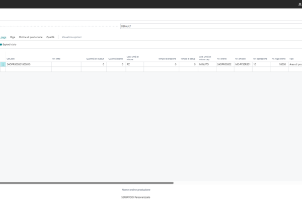 Manufacturing Solutions Registrazioni Output con QR code o Barcode