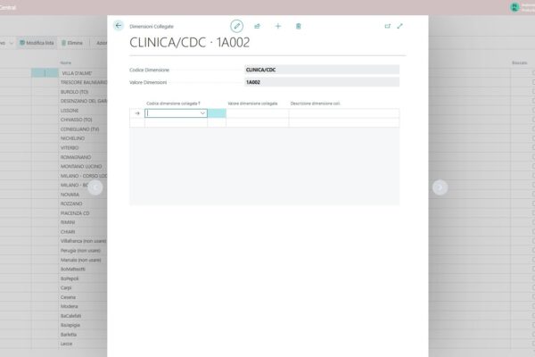 Dimensioni collegate Business Central Innovio