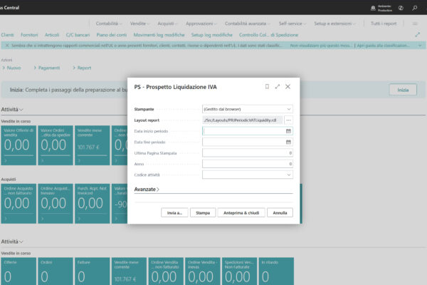 Prospetto Liquidazione IVA Business Central Innovio