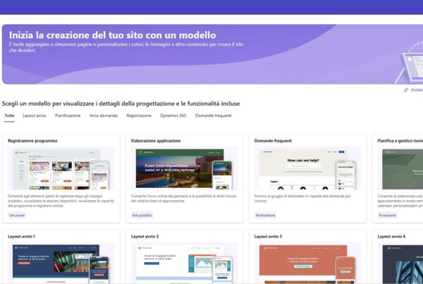 applicativo microsoft power pages visualizzazione dei modelli predefiniti