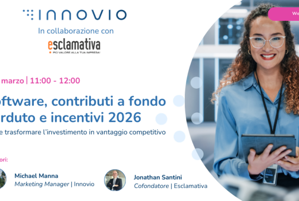 Software e incentivi 2026: webinar Innovio ed Esclamativa