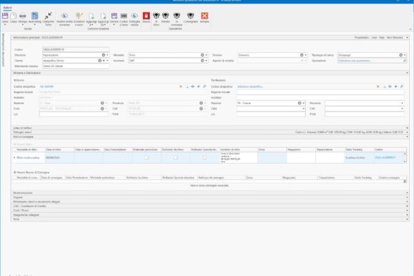 applicativo imovenext schermata di modifica dei dettagli di una spedizione