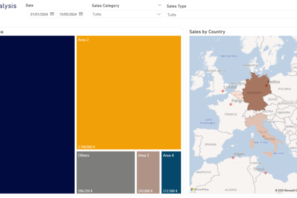 innovio-software-microsoft-Power-BI-5 applicativo power bi schermata di analisi delle vendite rispetto al paese