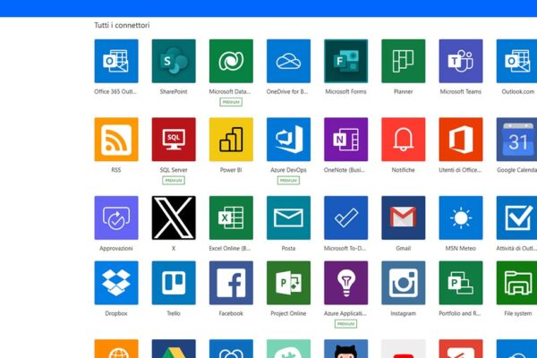 applicativo microsoft power automate schermata di connessione a servizi esterni