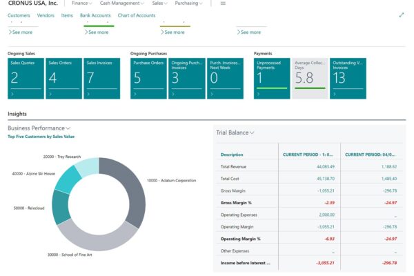 applicativo microsoft dynamics 365 business central sezione business