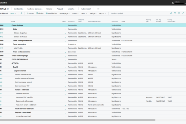 ERP Business Central Piano dei conti  - Innovio
