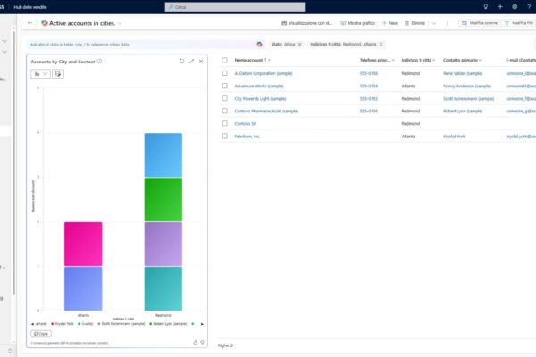 applicativo microsoft dynamics 365 hub delle vendite schermata per filtrare i clienti