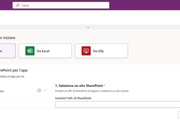 microsoft-power-app-software-innovio-2 applicativo microsoft power apps visualizzazione del menu di creazione di un'app con la scelta dati