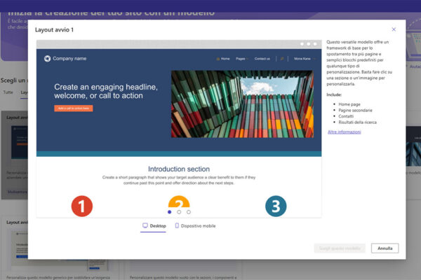 applicativo microsoft power pages visualizzazione di un layout specifico