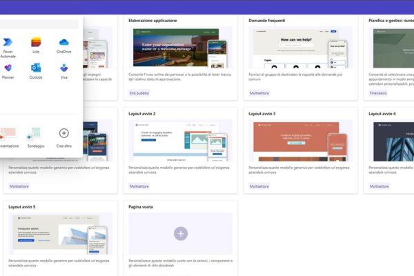 applicativo microsoft power pages visualizzazione del menu rapido office